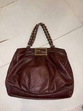 Fendi Leather Chain-Handle Women's Tote Bag in Dark Brown